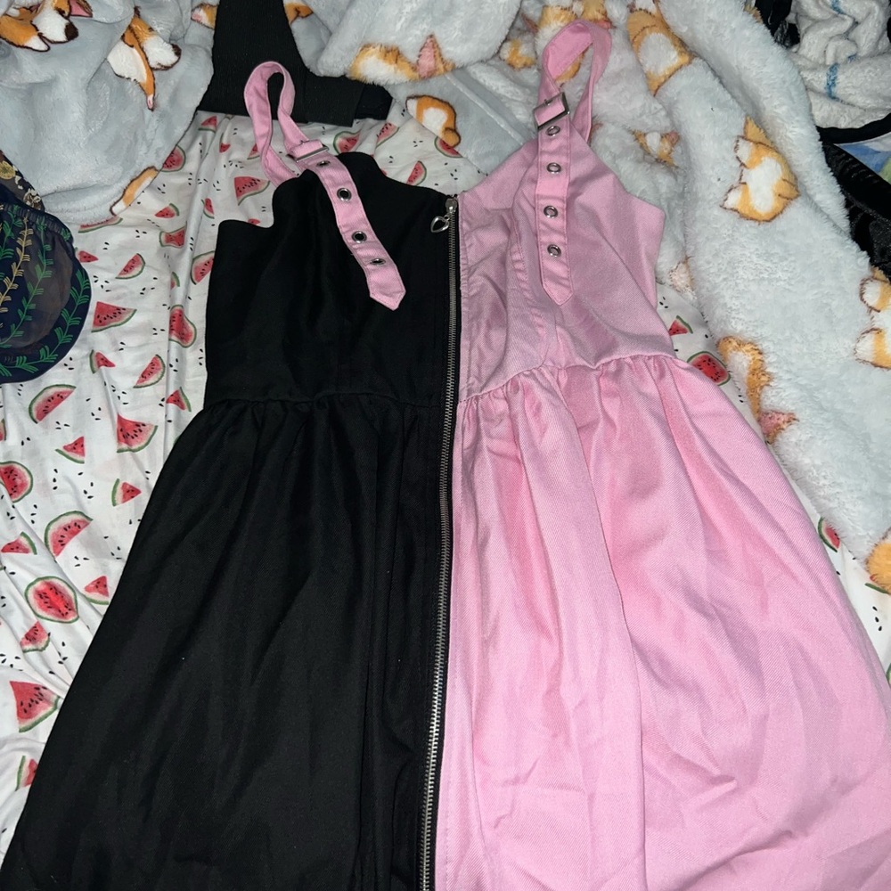 Hot Topic Black and Pink Halter Sundress for Prom